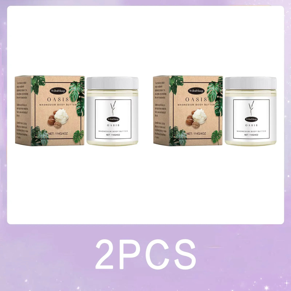 WoodSleep Oasis Magnesium Body Butter 114g/4oz jar with shea butter, two-pack on Tampa Home & Garden Store