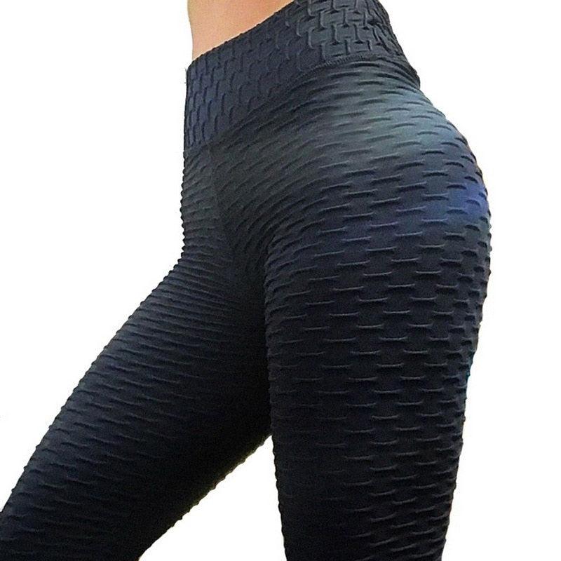 Soft push up leggings Stevvex black textured high-waisted training tights on Tampa Home & Garden Store