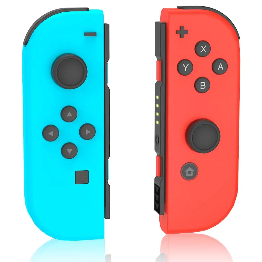 Blue left Joy-Con and red right Joy-Con wireless Switch controllers with dual vibration on Tampa Home & Garden Store