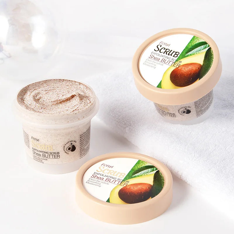 Shea Butter Exfoliating Scrub Cream 3-pack by Silcy Skin with avocado peach label face body on Tampa Home & Garden Store