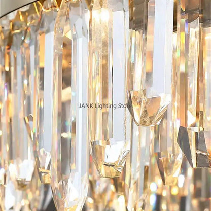 DecorBites Luxe Crystal Chandelier LED pendant light with faceted clear prisms on Tampa Home & Garden Store