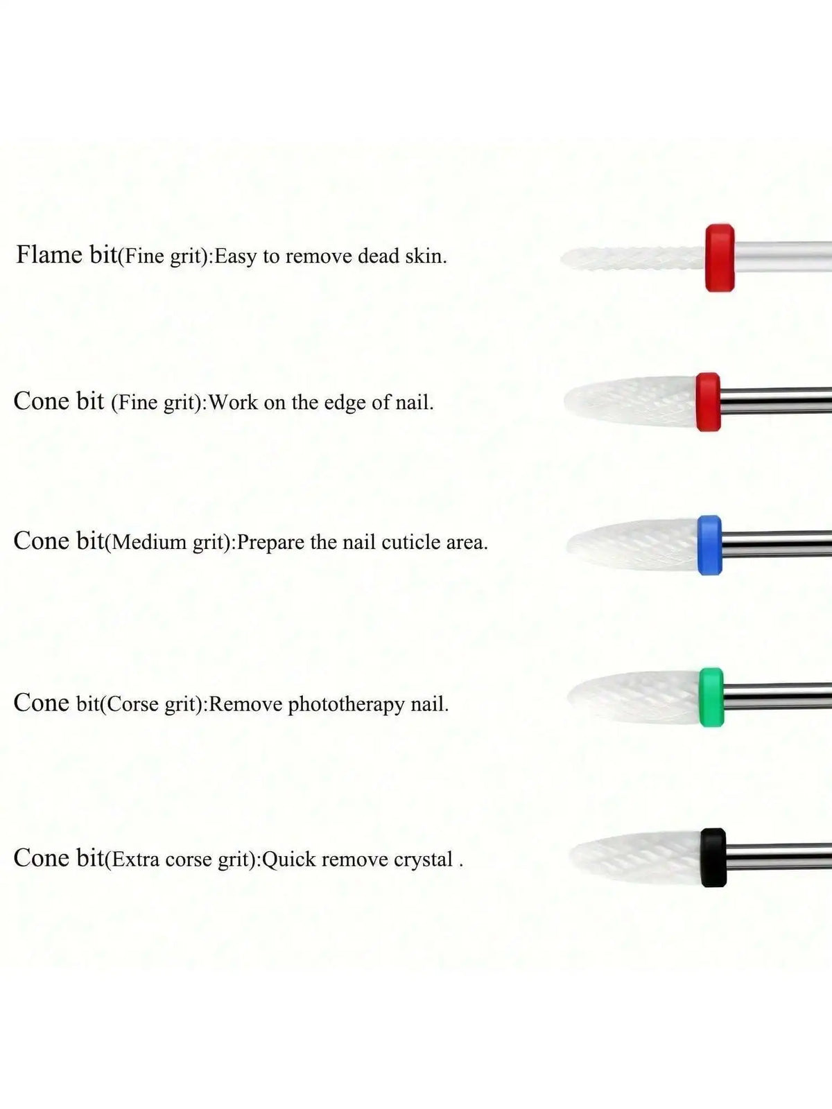 Ceramic nail drill bit set 10pc by Silcy Skin with assorted colored collars on Tampa Home & Garden Store