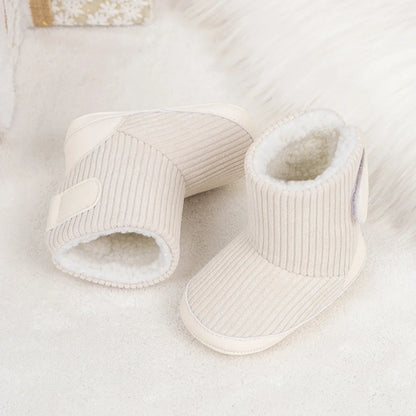 Newborn soft corduroy booties cream with plush lining, UpTrend Deals, two booties on Tampa Home & Garden Store