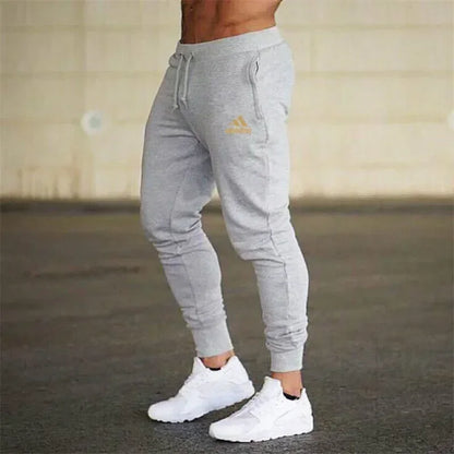Men gray jogger pants with drawstring waist, cuffed ankles, Adidas logo, UpTrend Deals on Tampa Home & Garden Store