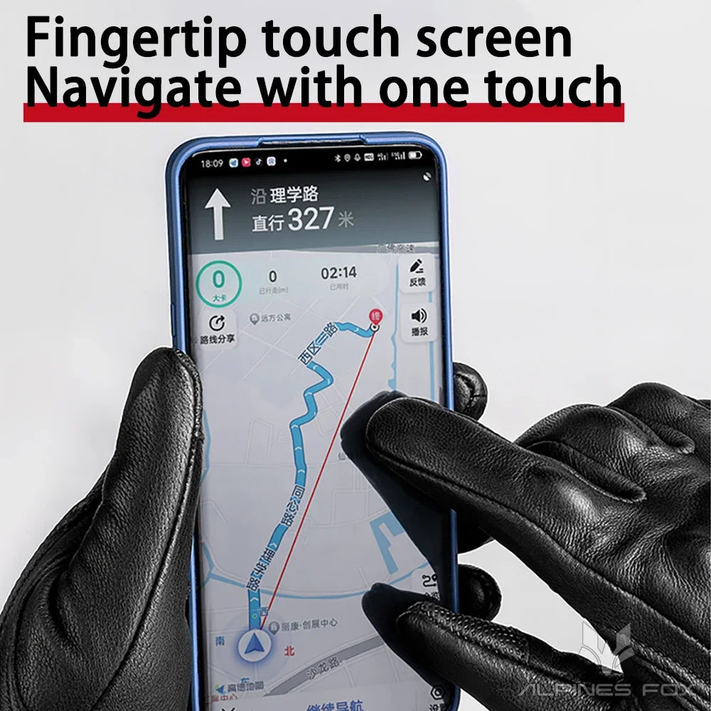 Vintage real leather breathable touch screen gloves black motorcycle gloves by BikerZoneZ on Tampa Home & Garden Store