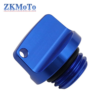 Motorcycle crankcase cap blue anodized CNC engine oil filler screw cover by BikerZoneZ on Tampa Home & Garden Store