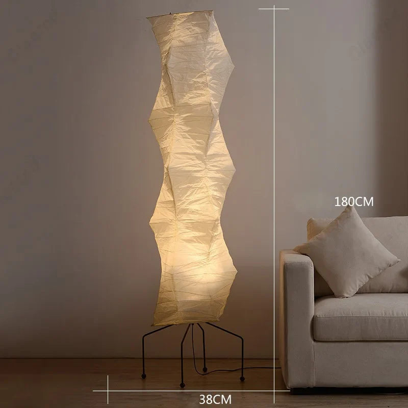 Creative Atmosphere LED Rice Paper Floor Lamp by Perfecsy 180cm tall crinkled shade on metal E27 on Tampa Home & Garden Store