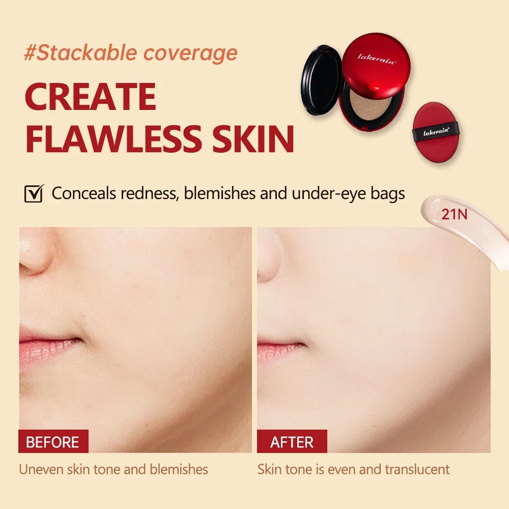 Silcy Skin cushion foundation red compact; waterproof brighten makeup before/after skin demo on Tampa Home & Garden Store