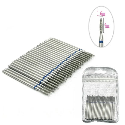 Silcy Skin 50pc diamond nail drill bits set silver diamond-coated cuticle cleanup manicure on Tampa Home & Garden Store
