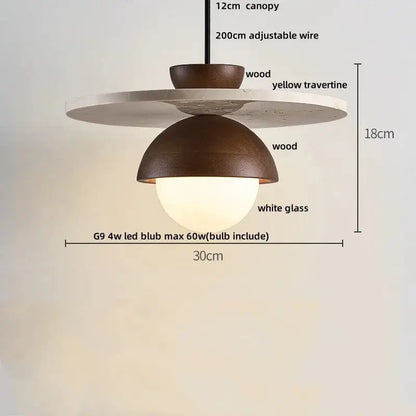 DecorBites LED pendant lamp aluminum modern hanging light with wood and white glass, 30cm on Tampa Home & Garden Store