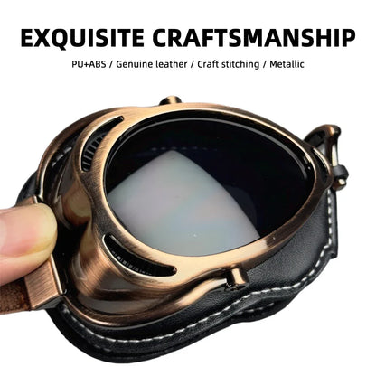 BikerZoneZ vintage motorcycle goggles bronze frame with reflective lenses in leather case on Tampa Home & Garden Store