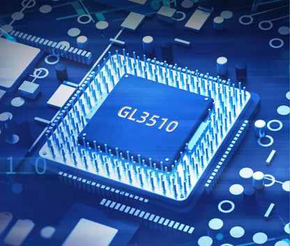 UpTrend Deals 10-Port USB 3.0 hub circuit board close-up with blue PCB and GL3510 chipset on Tampa Home & Garden Store