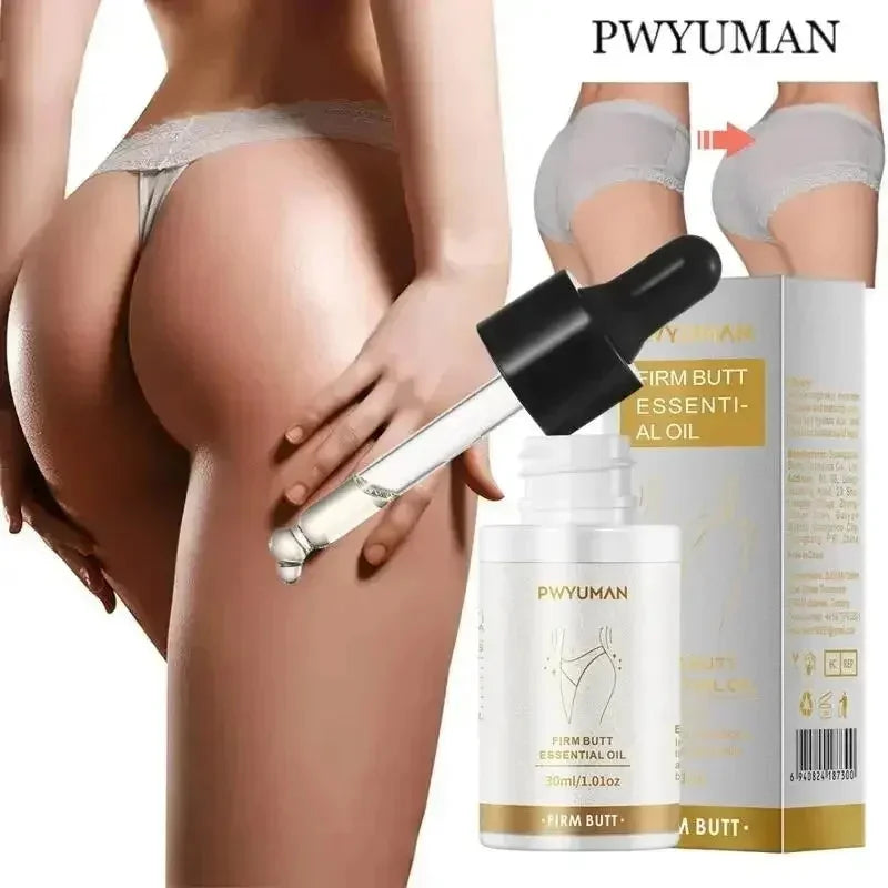 Firm Butt Essential Oil bottle with dropper beside white-gold packaging box Silcy Skin on Tampa Home & Garden Store