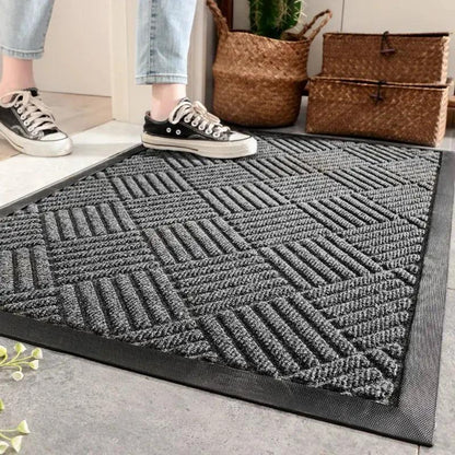 DecorBites Large Rubber Indoor Outdoor Doormat gray textured shoe-scraper pattern on Tampa Home & Garden Store