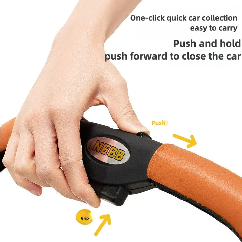 3 in 1 Pet Stroller handle with brown leatherette grip and NEBB badge on Tampa Home & Garden Store