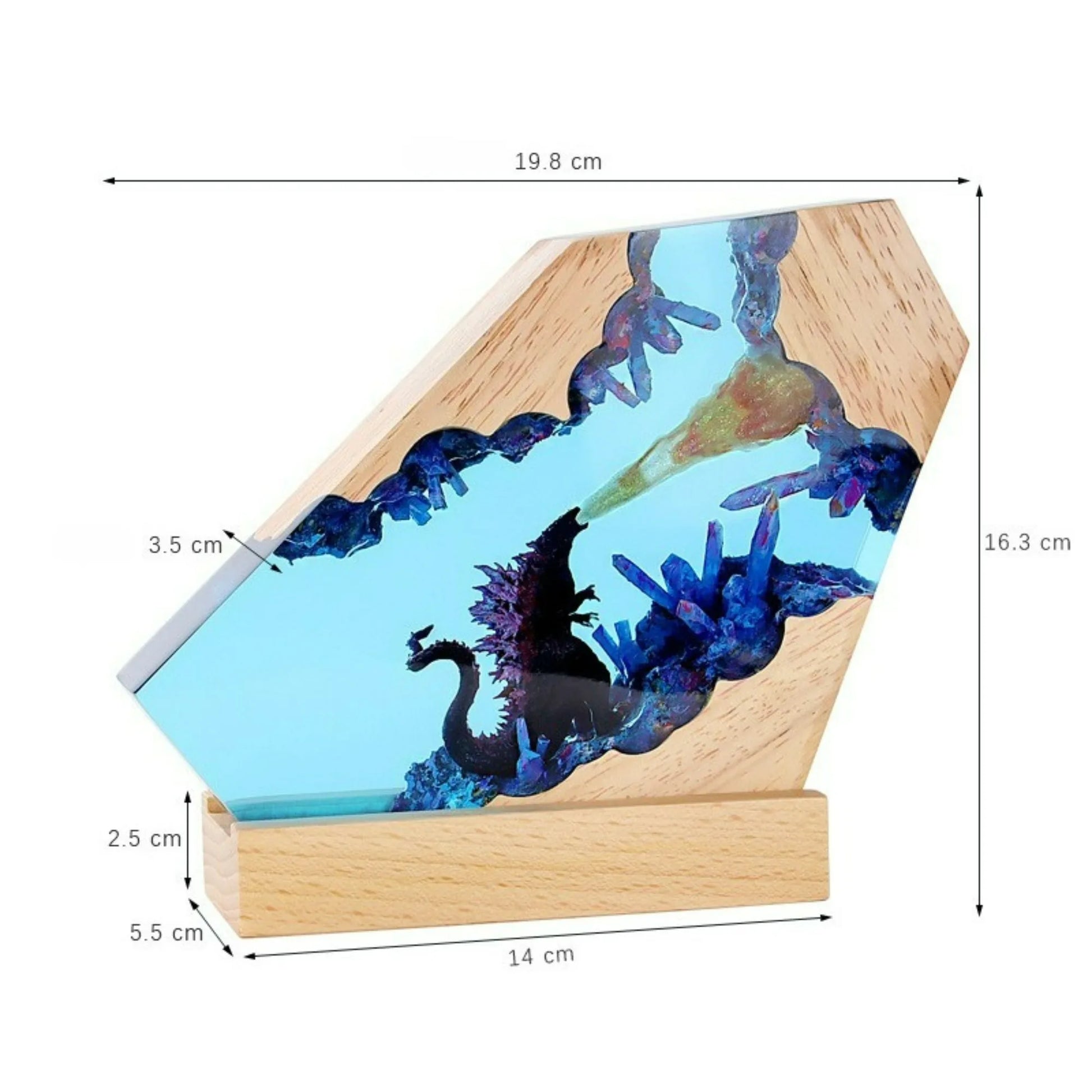 Seabed Exploration resin table light with two divers in blue underwater scene on wood base on Tampa Home & Garden Store