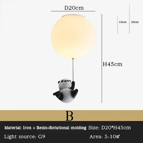 DecorBites Kids Bear LED ceiling chandelier with 20cm warm globe and hanging bear charm on Tampa Home & Garden Store
