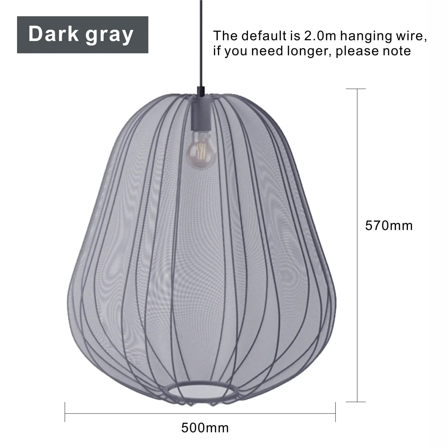 DecorBites LED Art Chandelier gray ribbed pendant lamp 500mm wide metal shade on Tampa Home & Garden Store