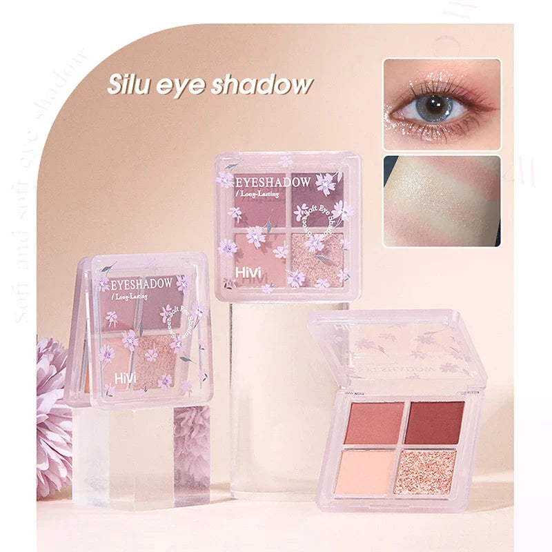 Pink floral clear-plastic makeup kit with eye shadow palettes, 3-piece set for women on Tampa Home & Garden Store
