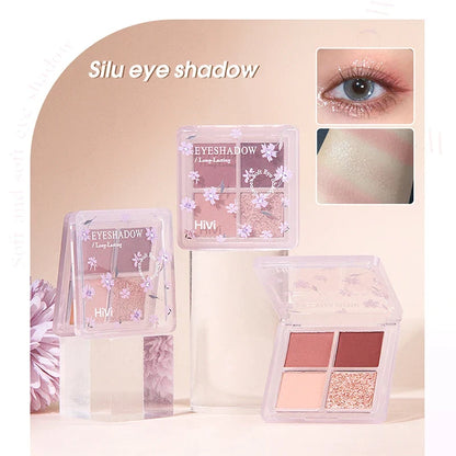 Pink floral clear-plastic makeup kit with eye shadow palettes, 3-piece set for women on Tampa Home & Garden Store