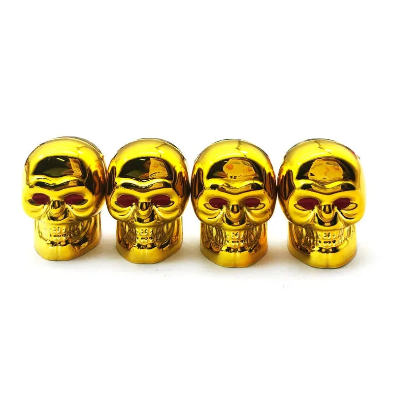 ABS Skull Valve Stem Caps gold 4-pack by BikerZoneZ for bikes and cars on Tampa Home & Garden Store