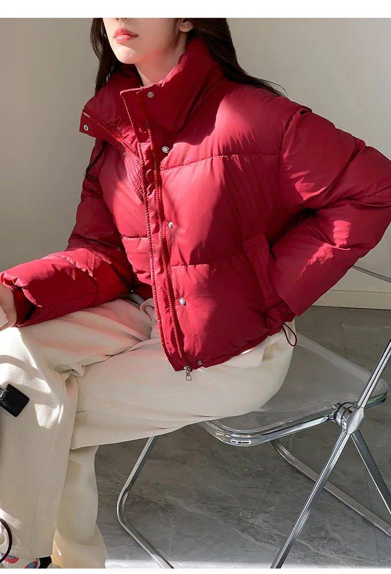 Women Winter Cropped Jacket UpTrend Deals red cotton-padded puffer coat on Tampa Home & Garden Store