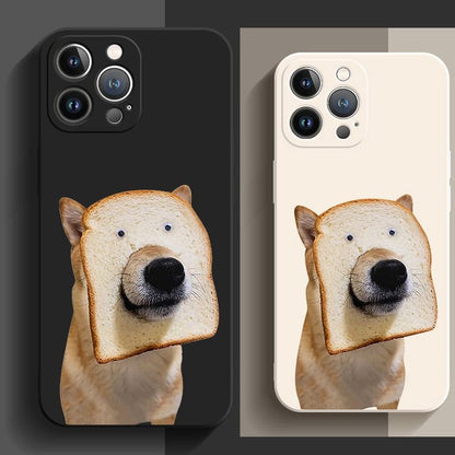 Cute puppy bread-face iPhone case by Stevvex in two colors black and cream silicone on Tampa Home & Garden Store