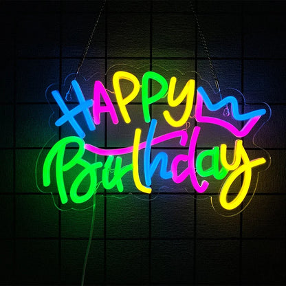 Birthday Theme Neon Sign LED lamp wall decor USB powered, Perfecsy multicolor, easy to hang on Tampa Home & Garden Store