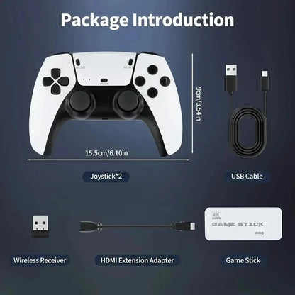 128G M15 4K game stick by FLIPSTYLEZLLC with white two-player wireless gamepads; USB cable on Tampa Home & Garden Store
