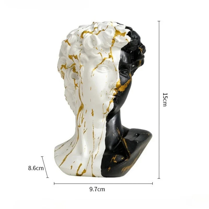 David European bust sculpture in white/black resin with gold veining Perfecsy decor 15cm on Tampa Home & Garden Store