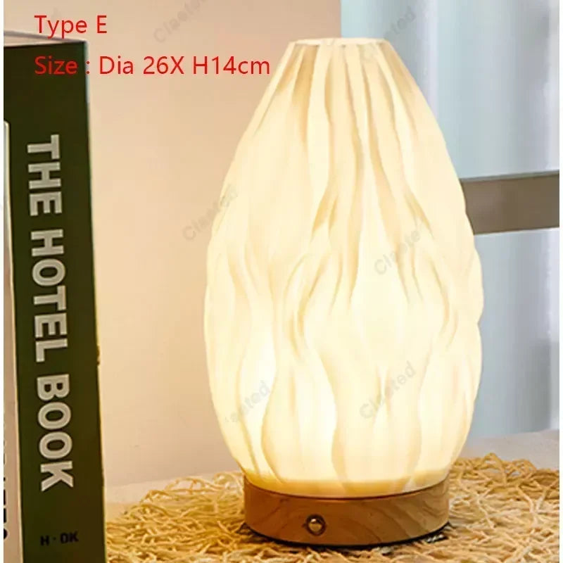Perfecsy 7W wood table lamp with USB recharge, dimmable LED, cream shade on wooden base on Tampa Home & Garden Store