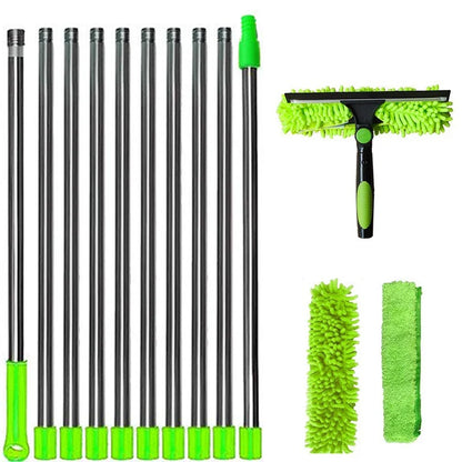 Extendable Window Cleaning Kit UpTrend Deals with 2-in-1 microfiber squeegee and green accents on Tampa Home & Garden Store