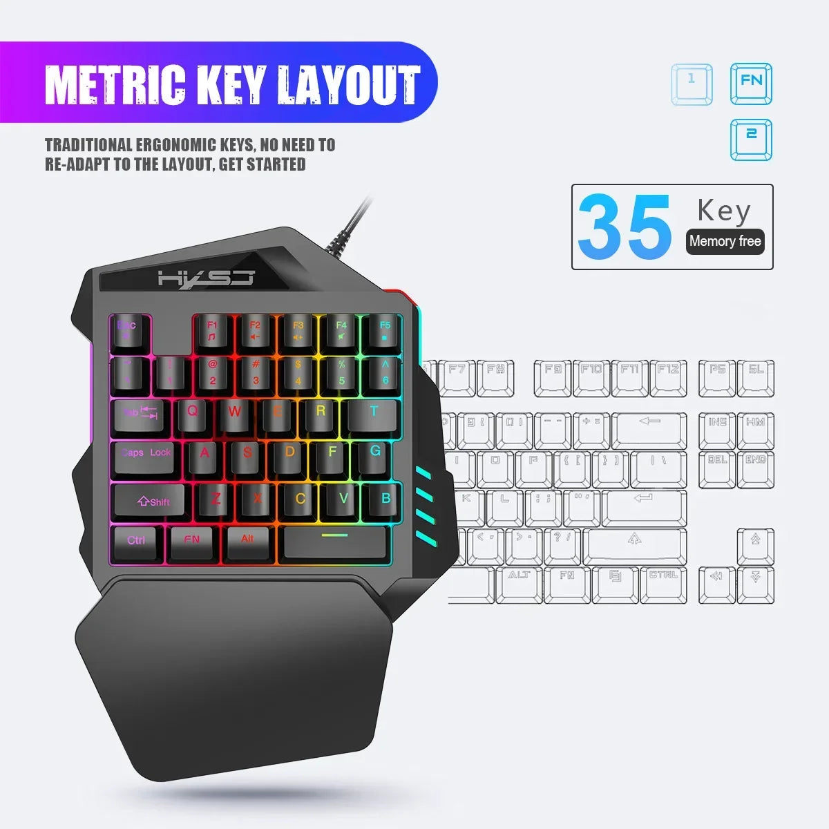 Wired backlit gaming keyboard with rainbow RGB keys and wrist rest by FLIPSTYLEZLLC on Tampa Home & Garden Store