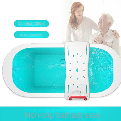 Adjustable bathtub shower board with non-slip white seat and handle; retractable length, 200kg on Tampa Home & Garden Store