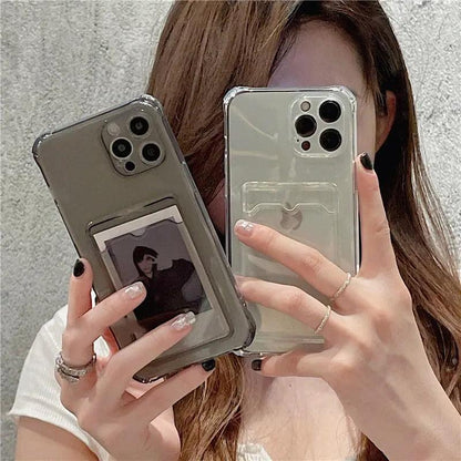 Transparent Card Slot Case For Iphone With Holder