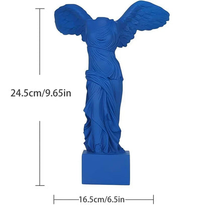 Perfecsy blue resin Winged Victory goddess statue, Greek decor sculpture on Tampa Home & Garden Store