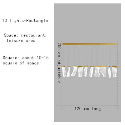 DecorBites LED Art Acrylic Pendant Light with a gold bar and 10 pendants for modern staircase on Tampa Home & Garden Store