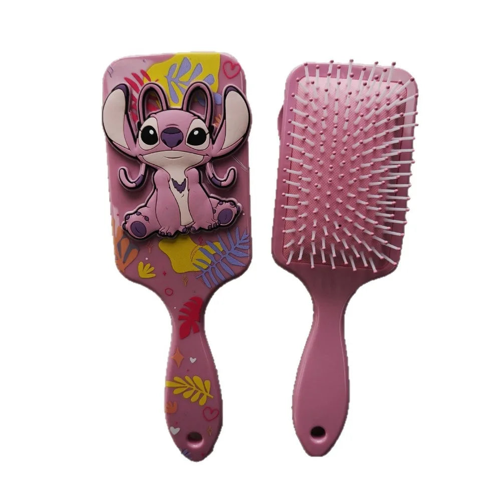 Lilo & Stitch pink comb with air cushion massage, front and back views Silcy Skin on Tampa Home & Garden Store