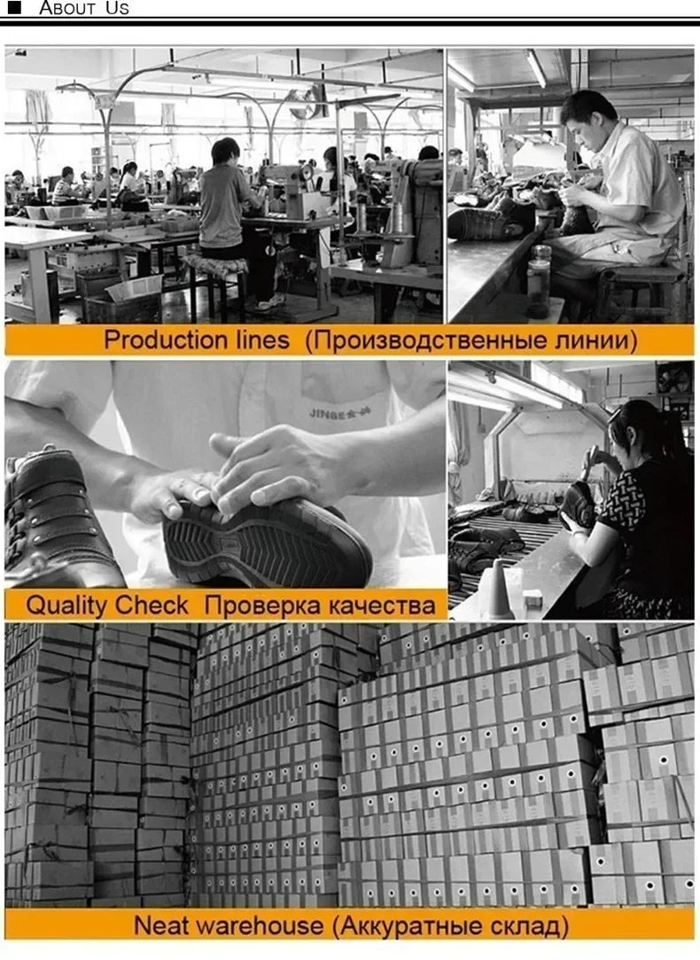 Mens winter snow boots by UpTrend Deals shown in factory lines and warehouse quality check on Tampa Home & Garden Store