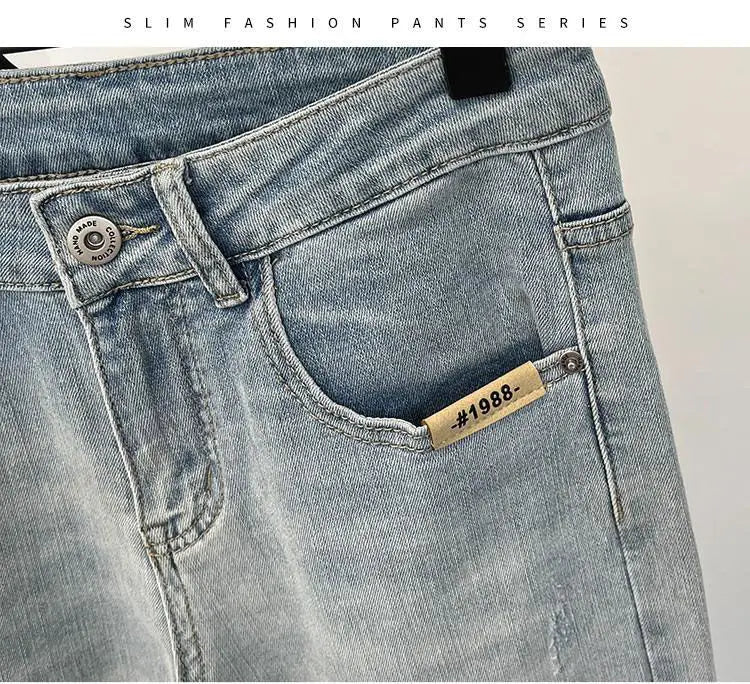 Men Skinny Jeans light blue denim slim fit casual fashion with pocket tag #1988 on Tampa Home & Garden Store
