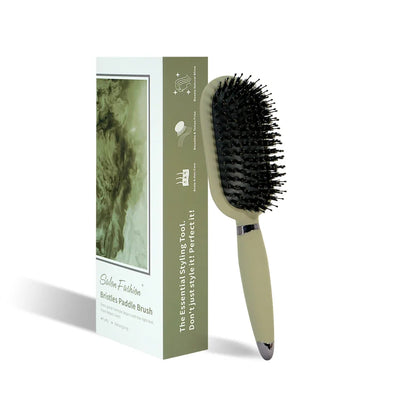 Silcy Skin boar bristle detangling paddle brush beige handle with bristles on Tampa Home & Garden Store
