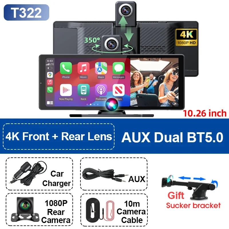 10.26-inch wireless CarPlay screen by UpTrend Deals, 4K front/rear lens, AUX BT5.0 car stereo on Tampa Home & Garden Store