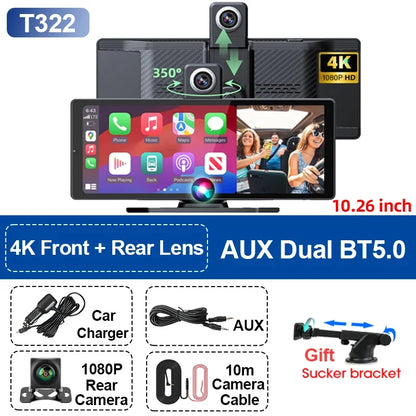 10.26-inch wireless CarPlay screen by UpTrend Deals, 4K front/rear lens, AUX BT5.0 car stereo on Tampa Home & Garden Store