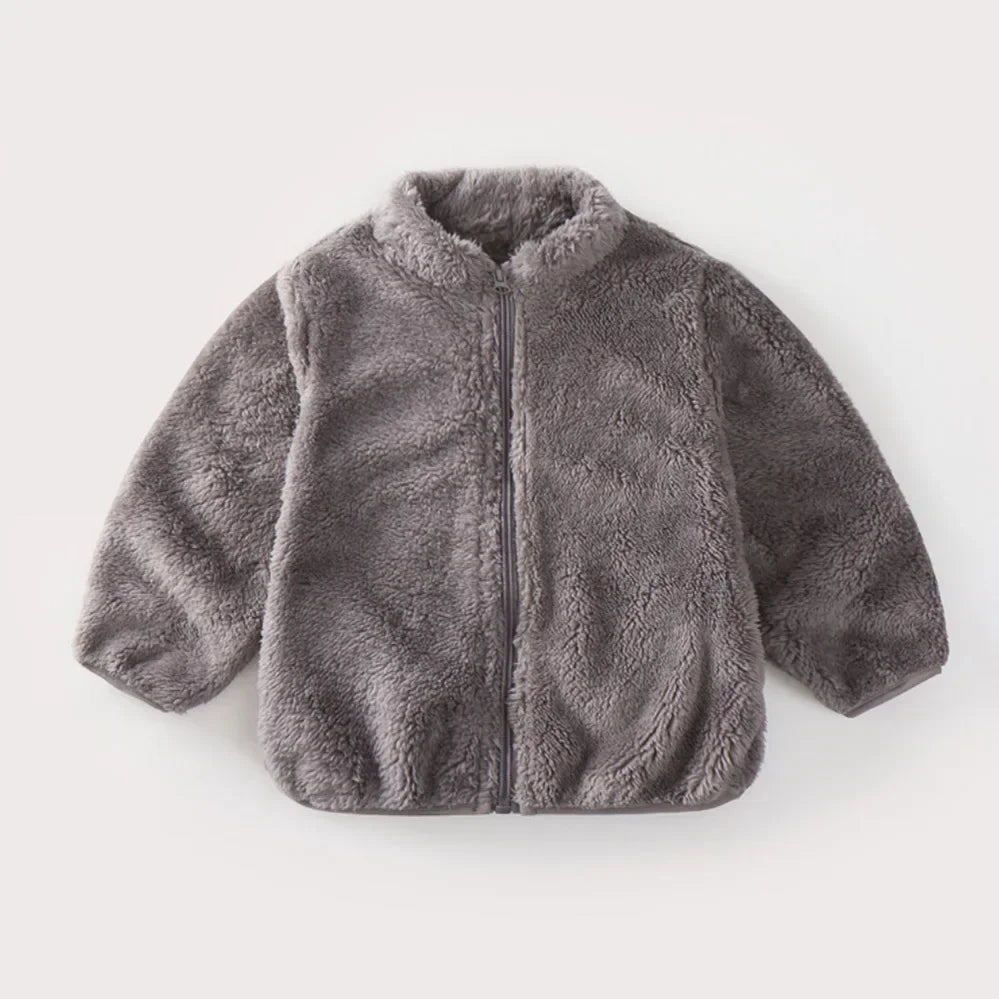 Kids Winter Coat UpTrend Deals gray plush fleece jacket with front zipper on Tampa Home & Garden Store