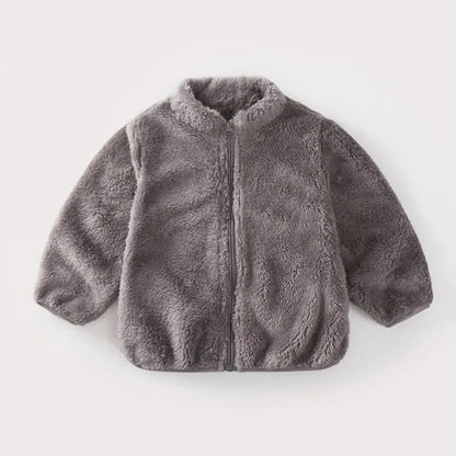 Kids Winter Coat UpTrend Deals gray plush fleece jacket with front zipper on Tampa Home & Garden Store