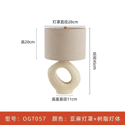 DecorBites Japanese Wabi Sabi floor lamp with beige linen shade and resin loop base, E27 on Tampa Home & Garden Store