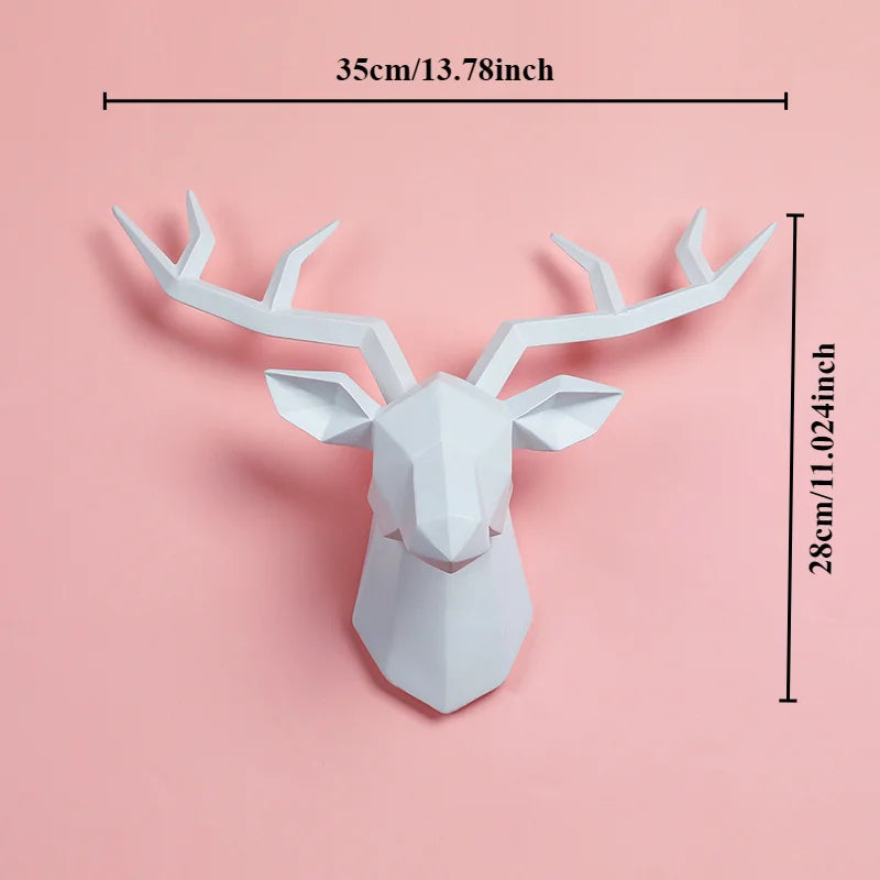 White resin elk head wall mount with geometric facets and antlers Perfecsy deer sculpture on Tampa Home & Garden Store