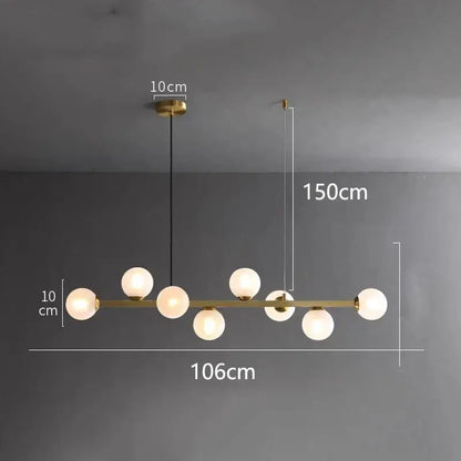 DecorBites LED pendant chandelier with globe bulbs, gold-tone bar, 106 cm long on Tampa Home & Garden Store