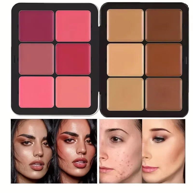 12-color Silcy Skin all-in-one makeup palette with pink blush left and brown neutral shades right on Tampa Home & Garden Store