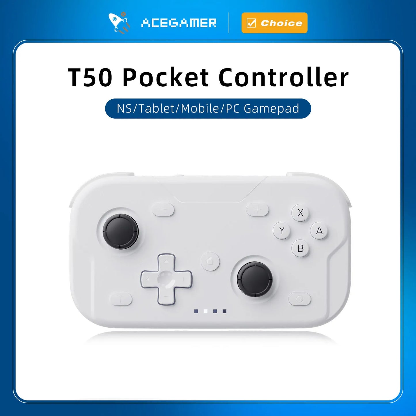 AceGamer T50 Pocket Controller white wireless gamepad with dual joysticks for Switch/PC on Tampa Home & Garden Store